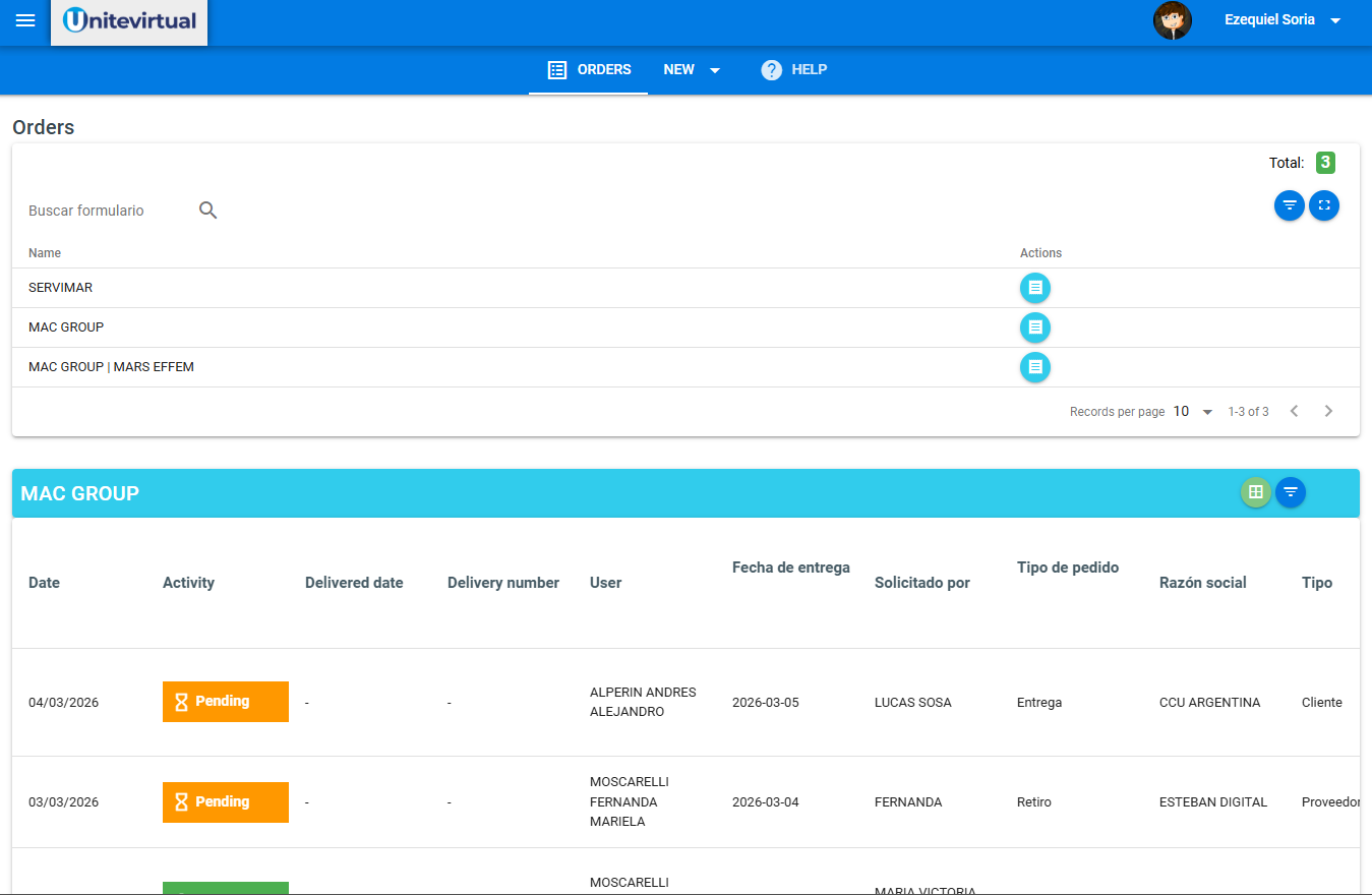 Orders & Logistics - App